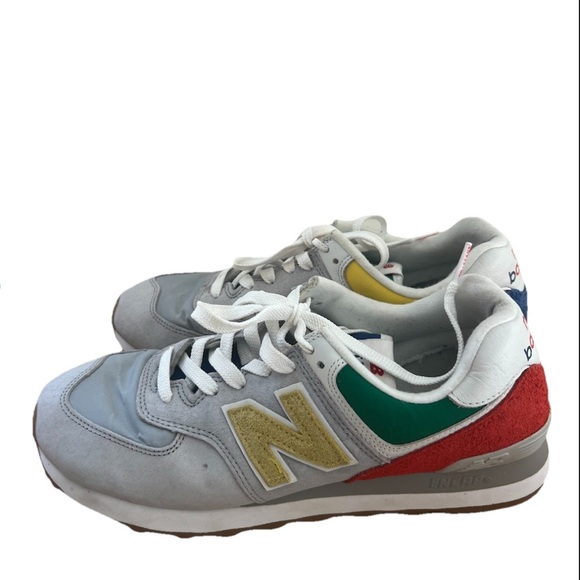 Men’s New BalancexStaud 574 Rain Cloud Team Red Sneaker - Picture 2 of 16